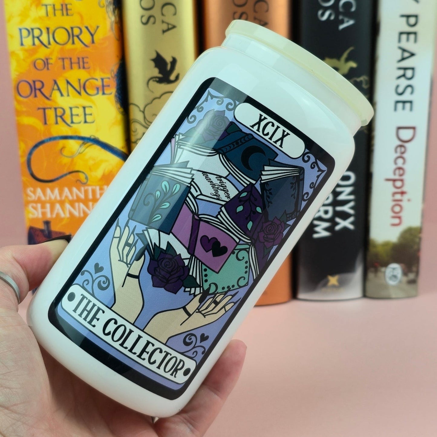 Glass Can - The Collector White Glass Tumbler - Bookish Gift - Reader