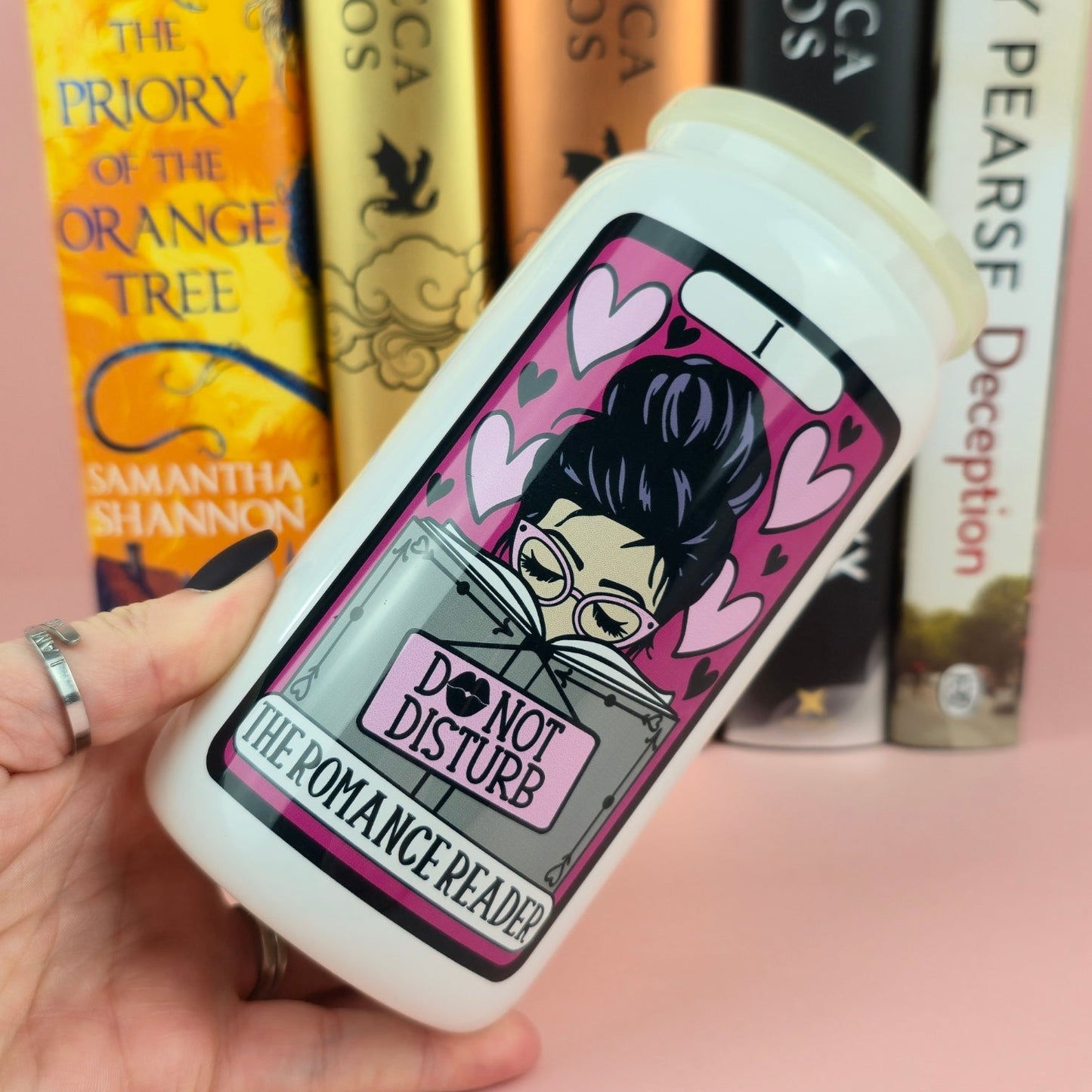 Glass Can - The Romance Reader Tarot White Glass Tumbler - Bookish Gift - Reader