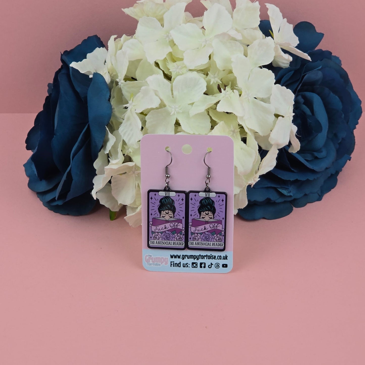 Acrylic Earrings - The Antisocial Reader Tarot Card Earrings - Book - Gift