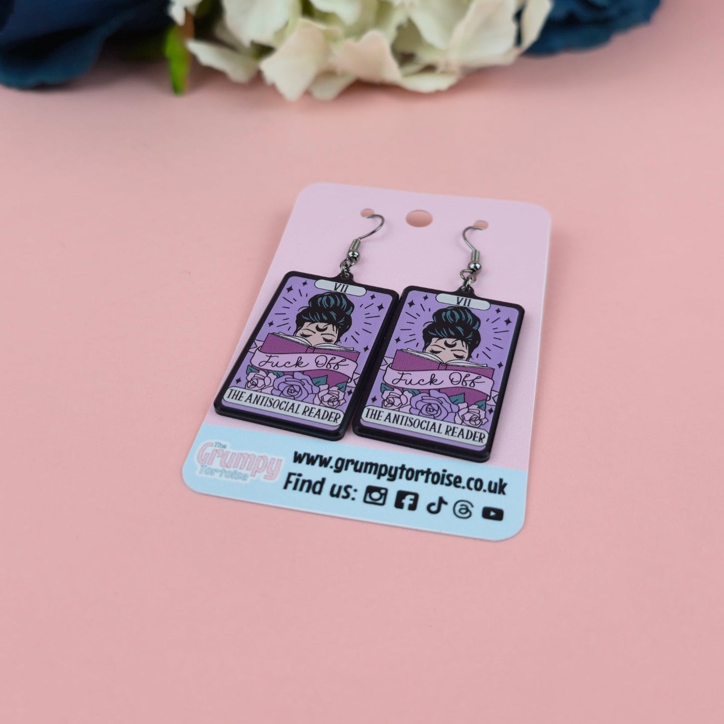 Acrylic Earrings - The Antisocial Reader Tarot Card Earrings - Book - Gift