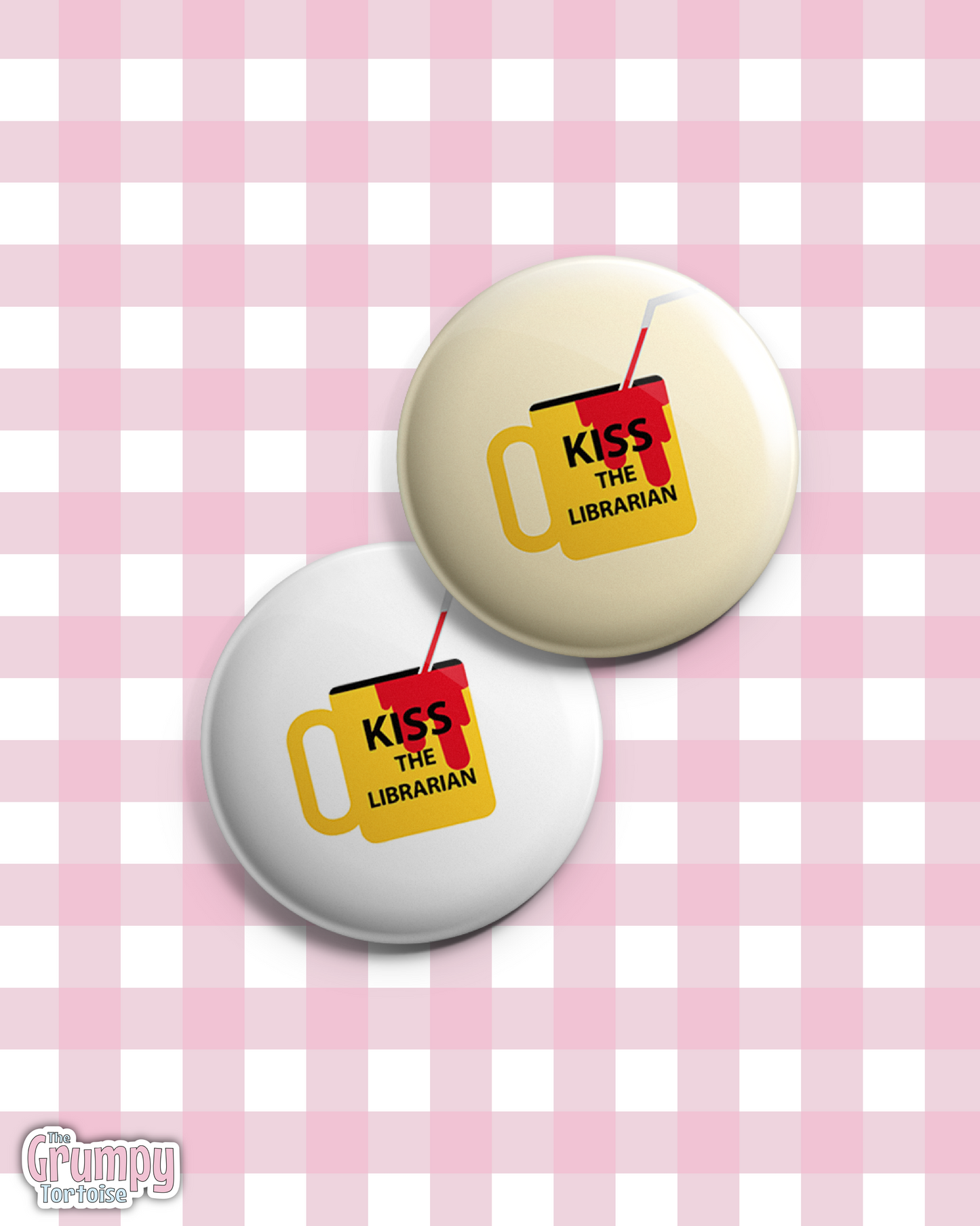 BTVS “Kiss the Librarian” Pin Badge | Buffy the Vampire Slayer Fan Button | TV Show Accessory Gift