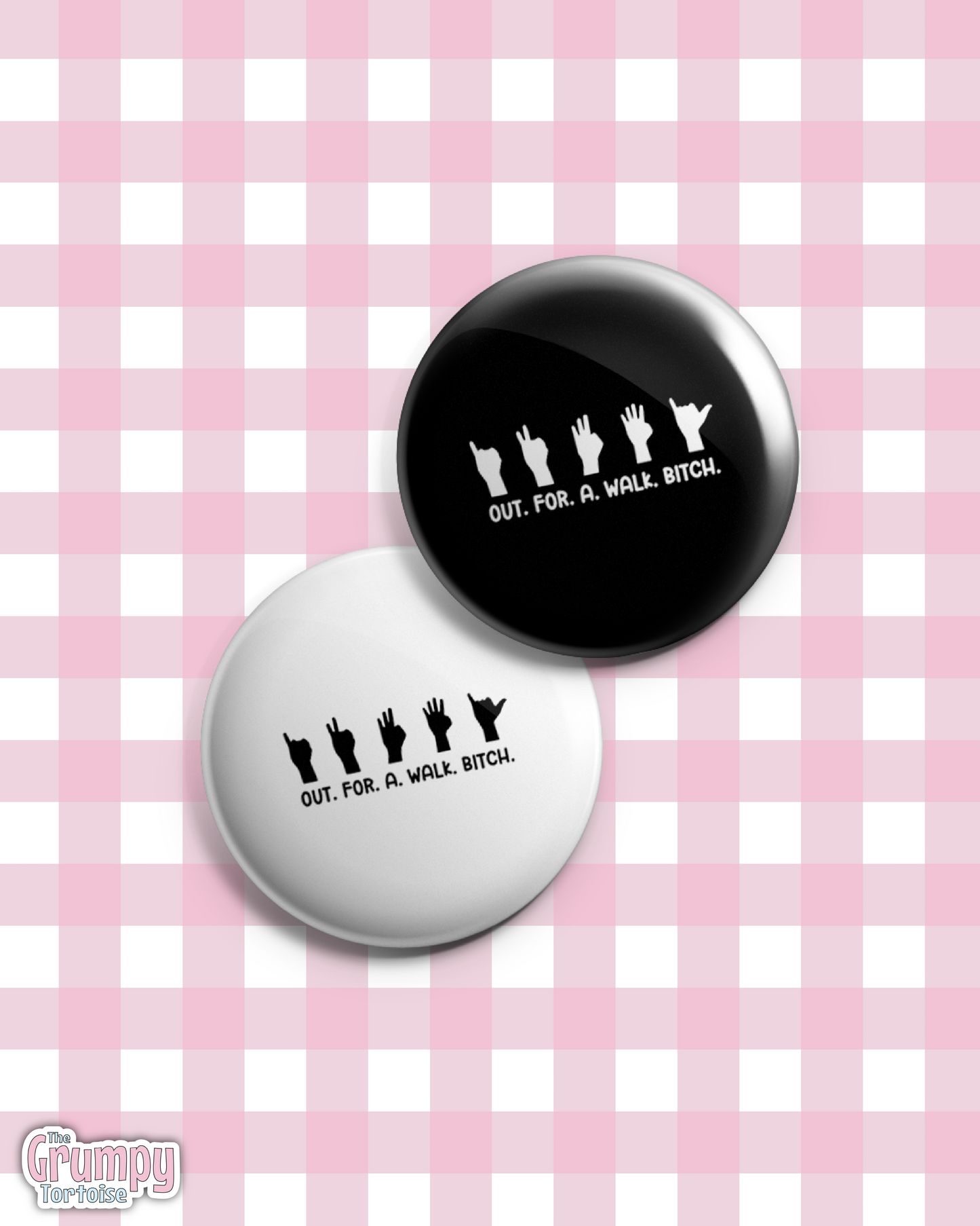 BTVS “Out For A Walk, Bitch” Pin Badge | Buffy the Vampire Slayer Fandom Button | Sassy TV Show Accessory