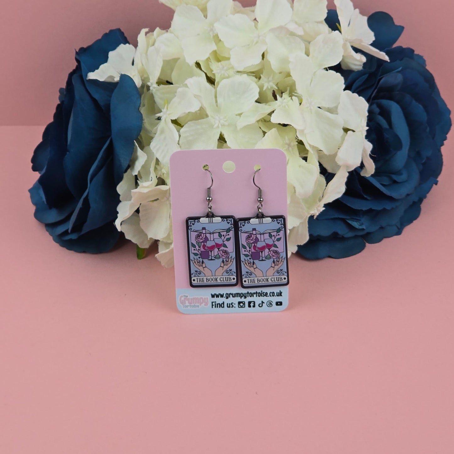 Acrylic Earrings - The Book Club Reader Tarot Card Earrings - Book - Gift