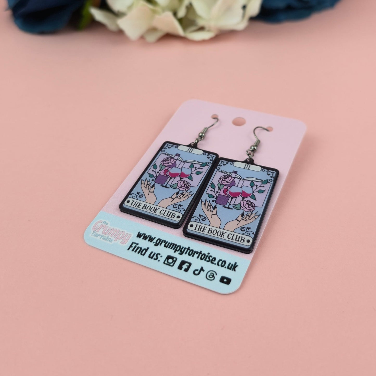 Acrylic Earrings - The Book Club Reader Tarot Card Earrings - Book - Gift