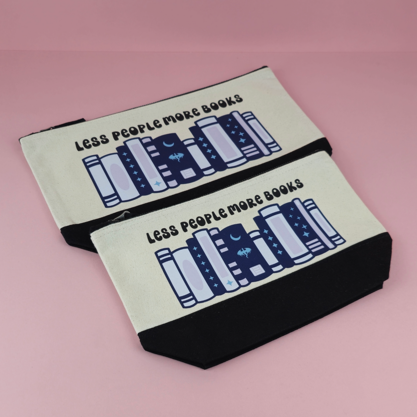 Less People More Books Black Dipped Pouch
