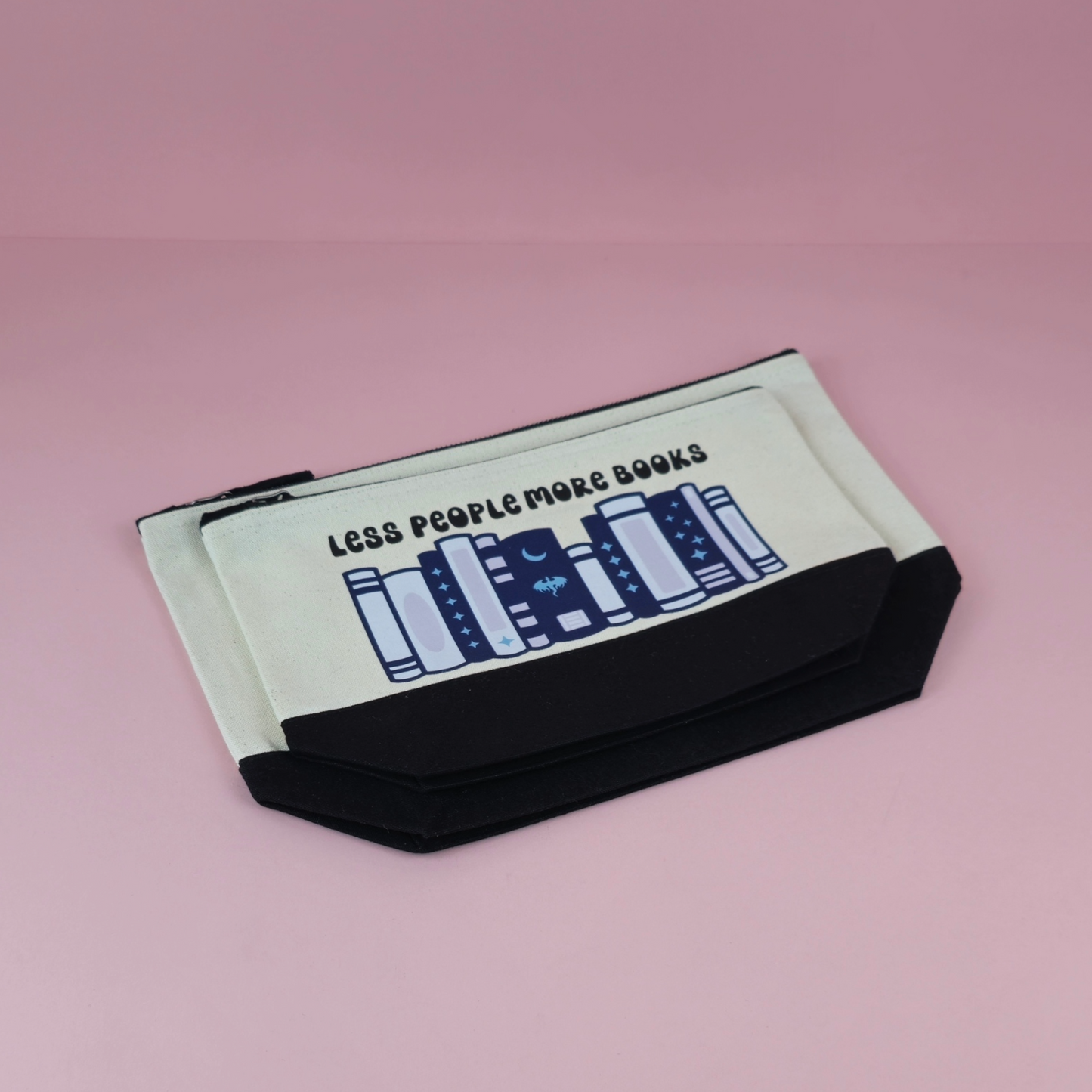Less People More Books Black Dipped Pouch