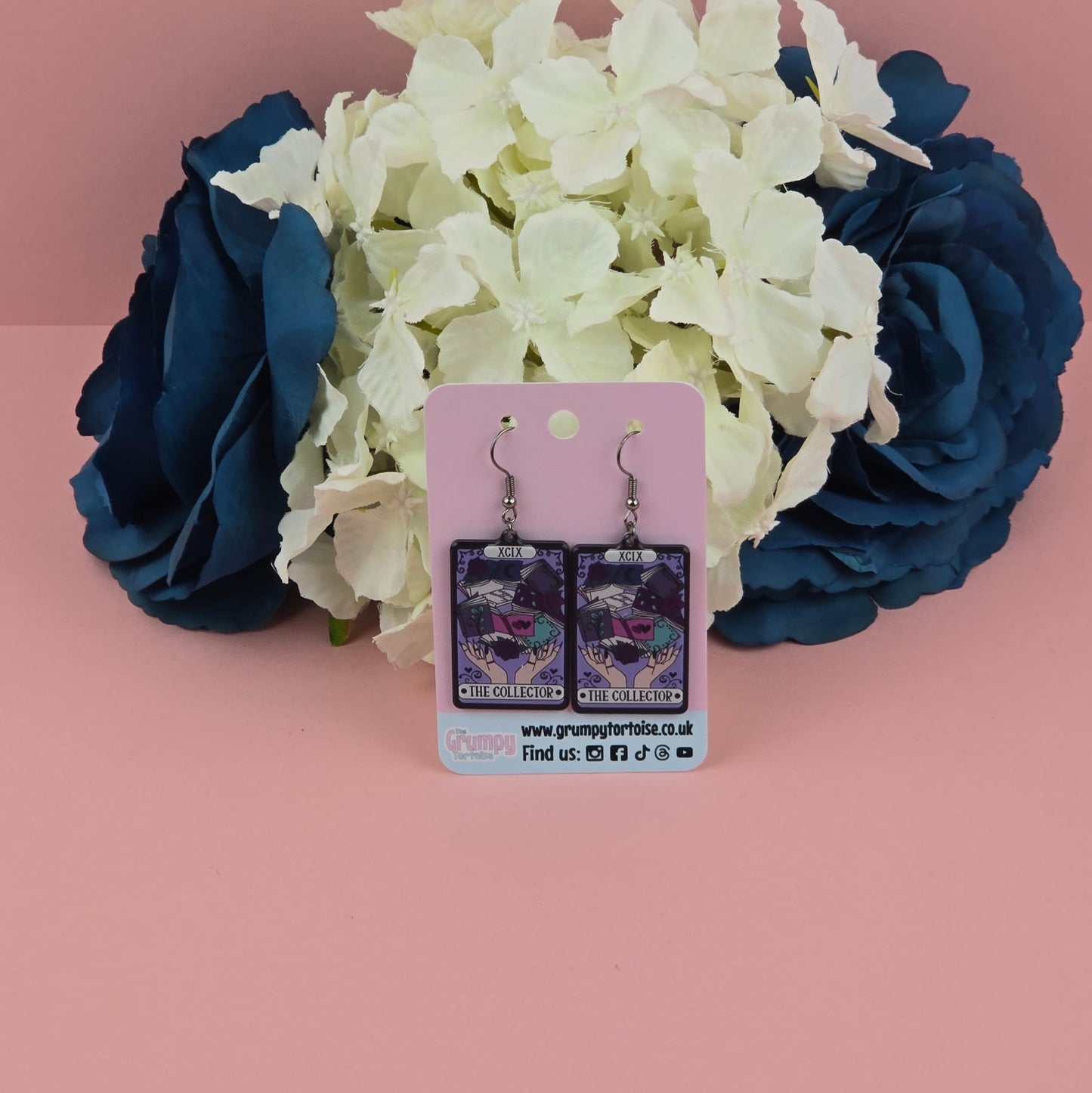 Acrylic Earrings - The Collector Reader Tarot Card Earrings - Book - Gift