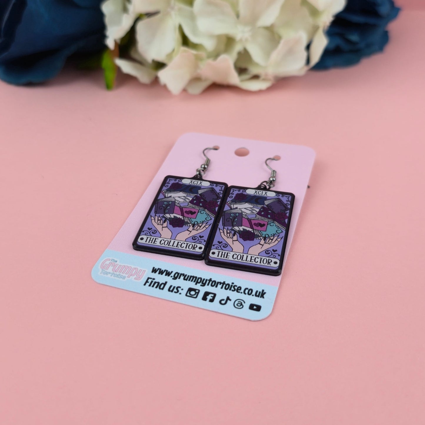 Acrylic Earrings - The Collector Reader Tarot Card Earrings - Book - Gift