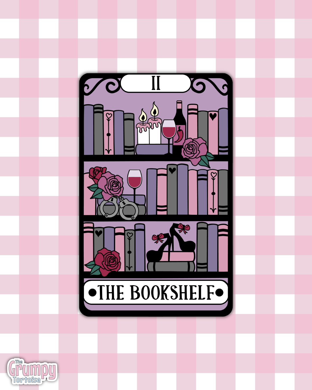 Waterproof Sticker | The Romance Bookshelf Tarot Card Die Cut Sticker | Bookish Sticker | Reading Sticker | Tarot Card Sticker