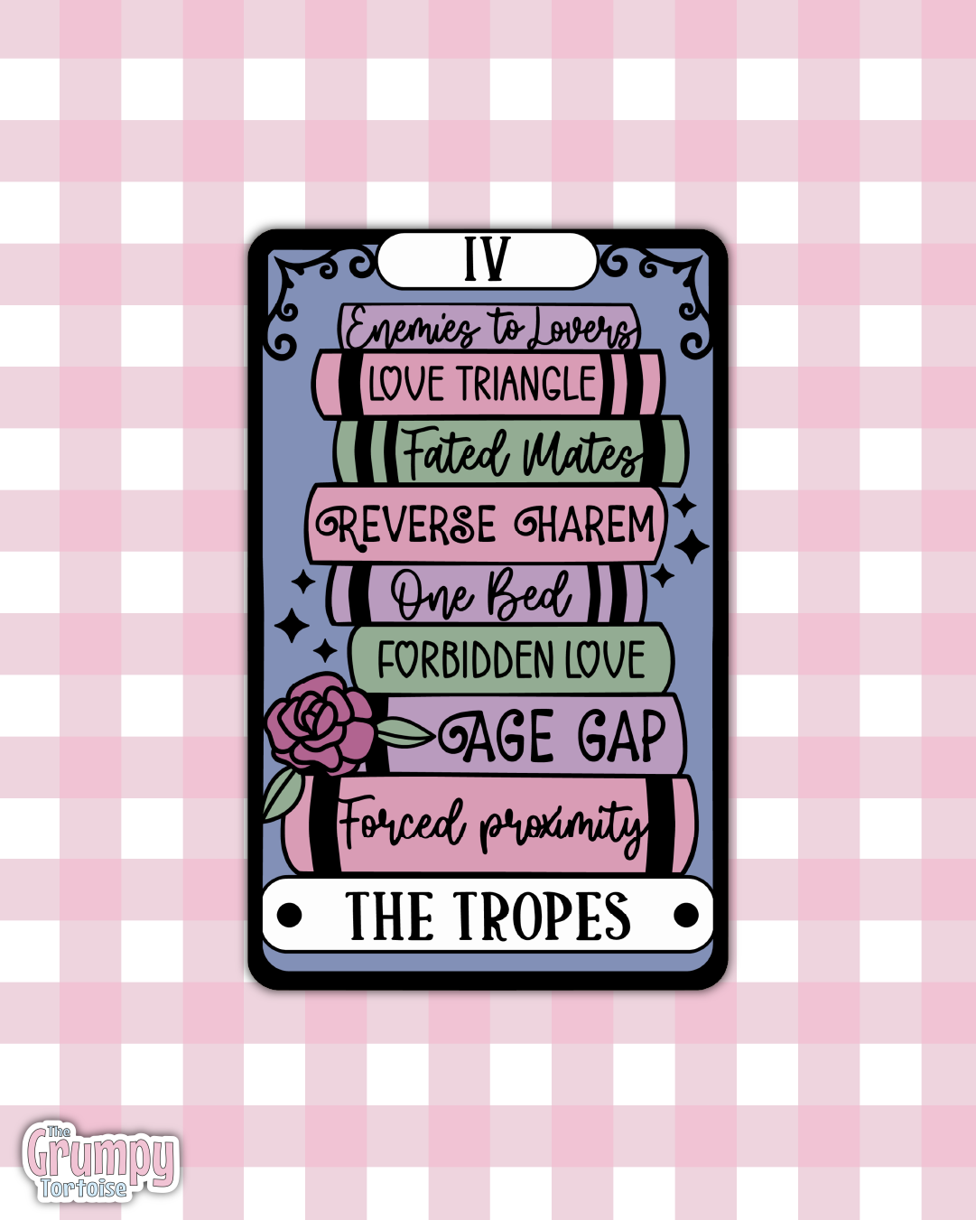 Waterproof Sticker | Romance Tropes Tarot Card Die Cut Sticker | Bookish Sticker | Reading Sticker | Tarot Card Sticker