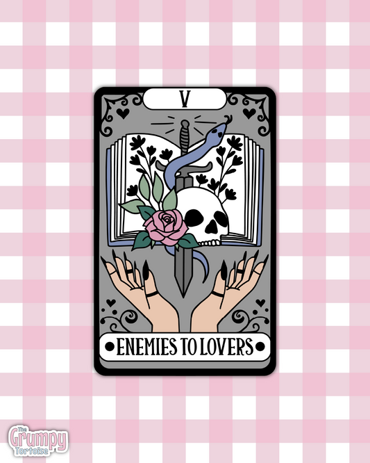 Waterproof Sticker | Enemies to Lovers Tarot Card Die Cut Sticker | Bookish Sticker | Reading Sticker | Tarot Card Sticker