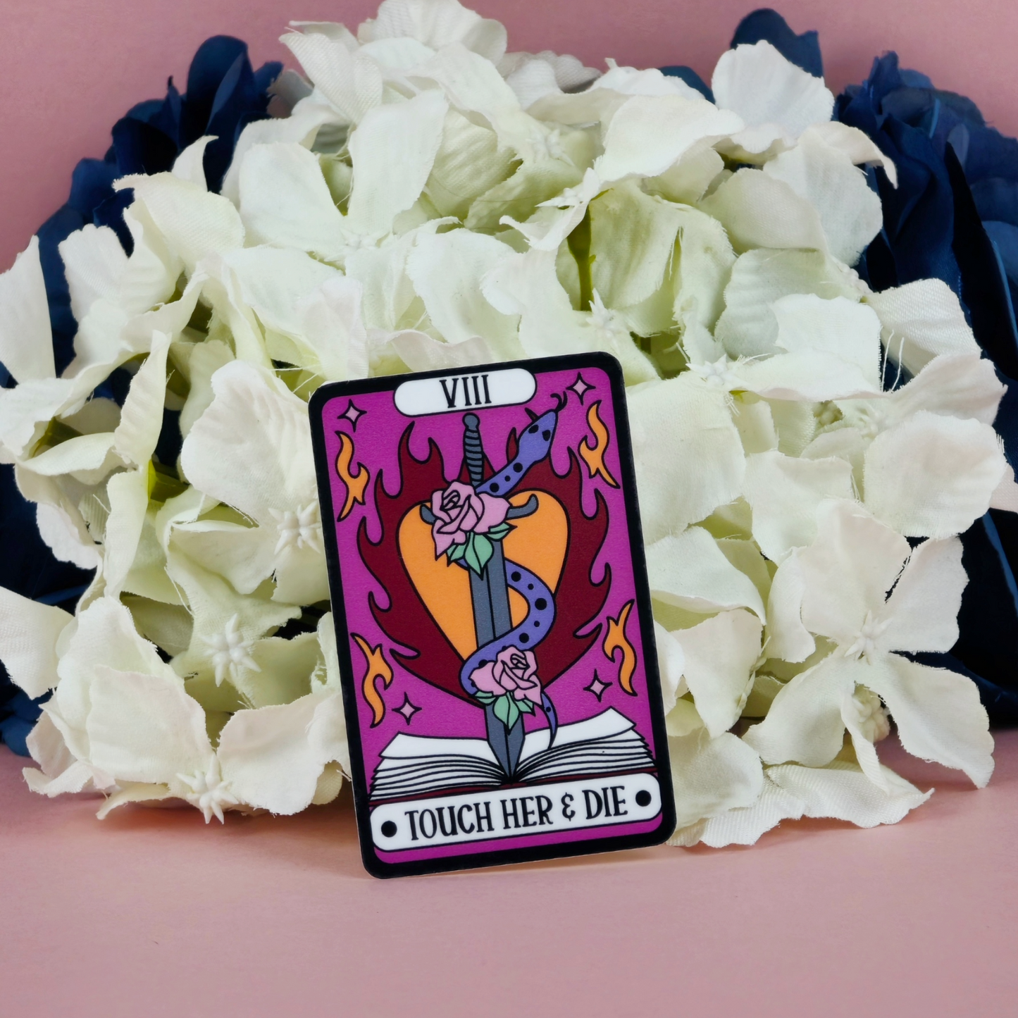 Touch Her and Die Tarot Card Waterproof Sticker