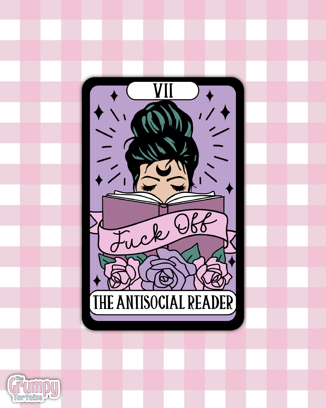 Waterproof Sticker | The Anti-social Reader Tarot Card Die Cut Sticker | Bookish Sticker | Reading Sticker | Tarot Card Sticker