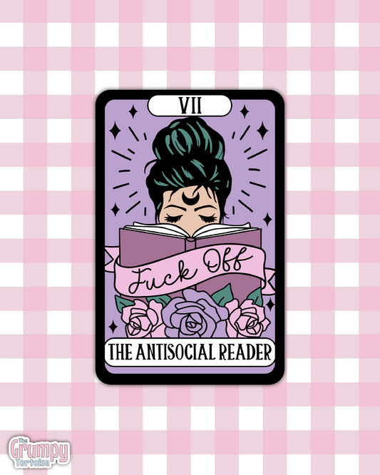 Waterproof Sticker | The Anti-social Reader Tarot Card Die Cut Sticker | Bookish Sticker | Reading Sticker | Tarot Card Sticker