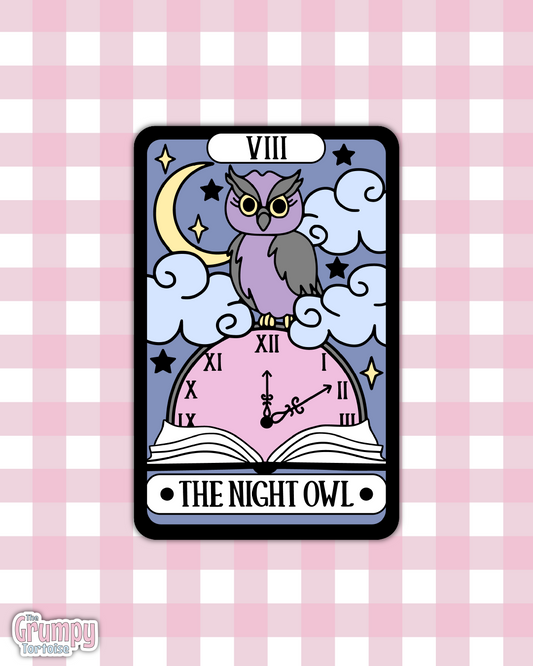 Waterproof Sticker | The Night Owl Tarot Card Die Cut Sticker | Bookish Sticker | Reading Sticker | Tarot Card Sticker