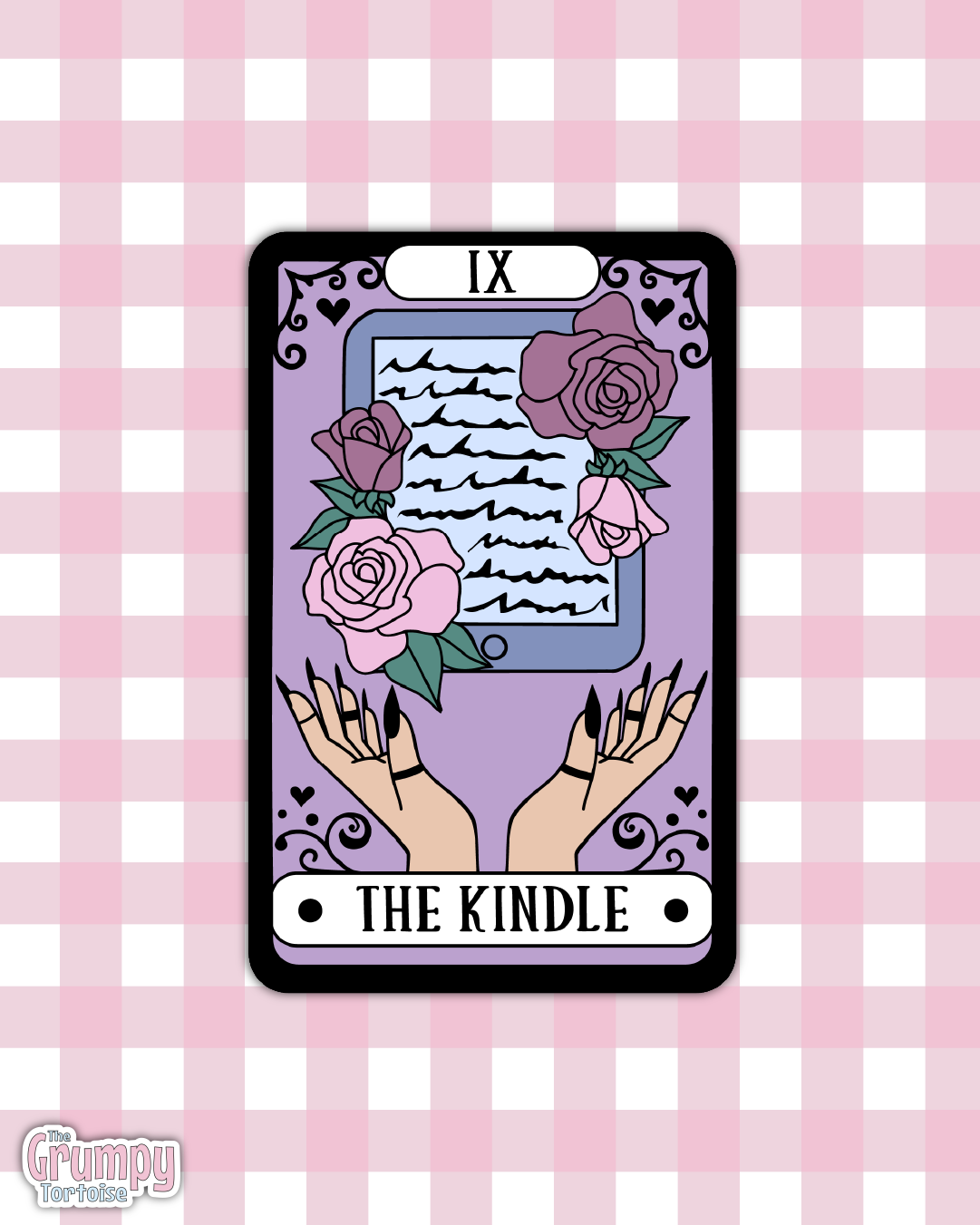 Waterproof Sticker | The Kindle Tarot Card Die Cut Sticker | Bookish Sticker | Reading Sticker | Tarot Card Sticker