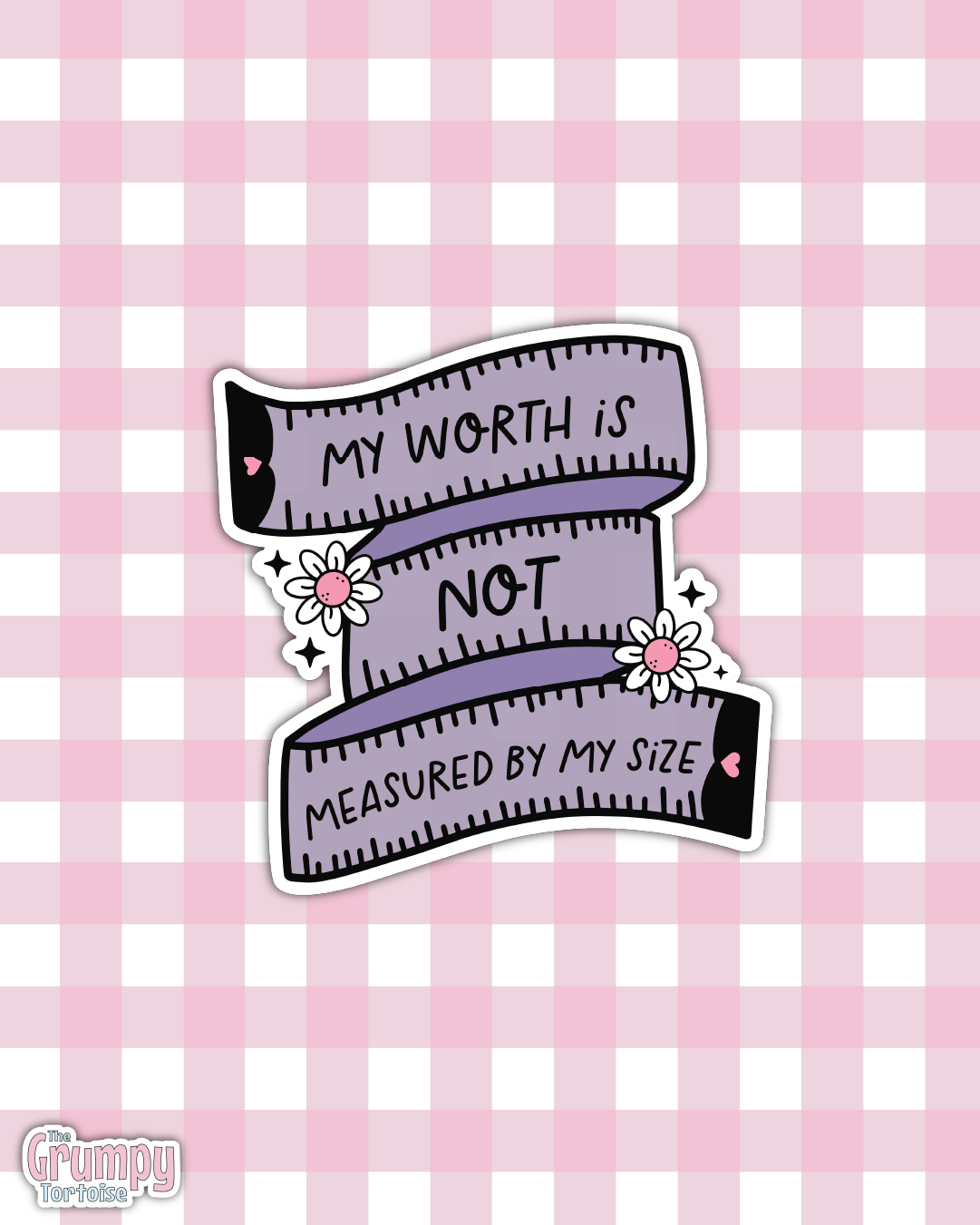 Waterproof Sticker | My worth is not measured by my size Die Cut Sticker | Sweary Sticker | Funny Sticker | Sarcastic Sassy Rude Sticker