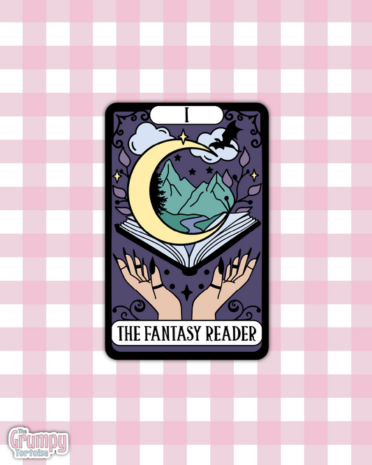 Waterproof Sticker | The Fantasy Reader Tarot Card Die Cut Sticker | Bookish Sticker | Reading Sticker | Tarot Card Sticker