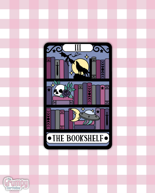 Waterproof Sticker | The Fantasy Bookshelf Tarot Card Die Cut Sticker | Bookish Sticker | Reading Sticker | Tarot Card Sticker
