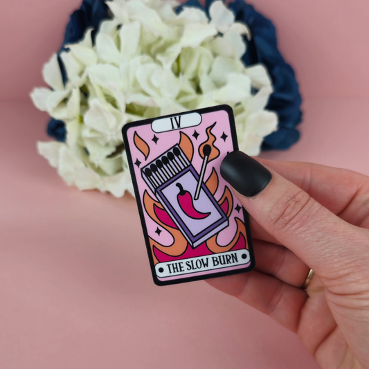 Waterproof Sticker | The Slow Burn Tarot Card Die Cut Sticker | Bookish Sticker | Reading Sticker | Tarot Card Sticker