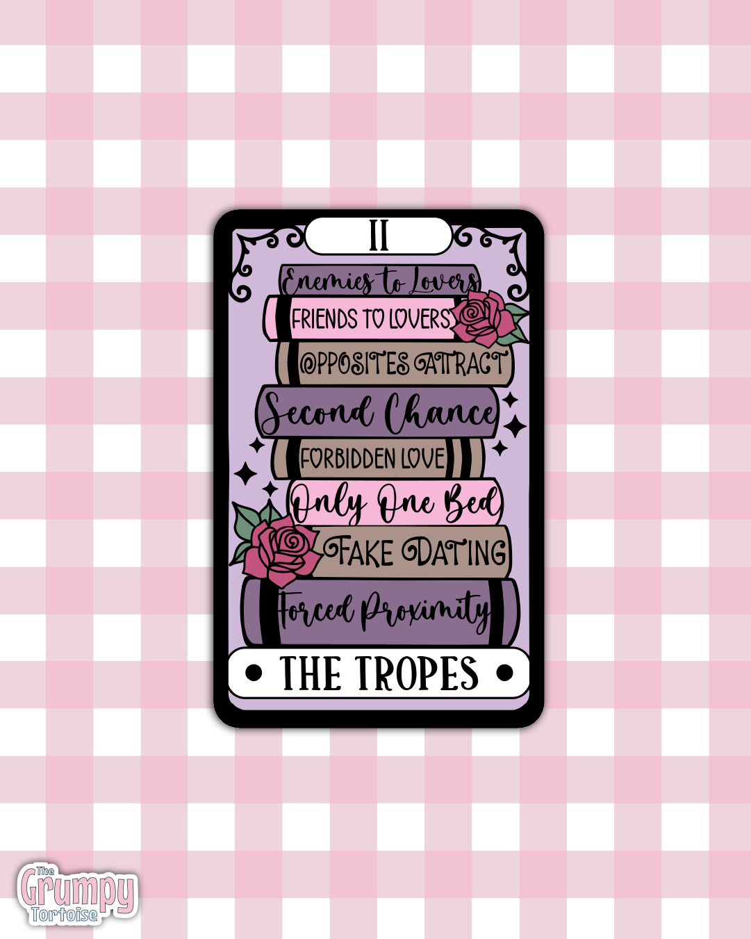 Waterproof Sticker | The Romance Tropes Tarot Card Die Cut Sticker | Bookish Sticker | Reading Sticker | Tarot Card Sticker
