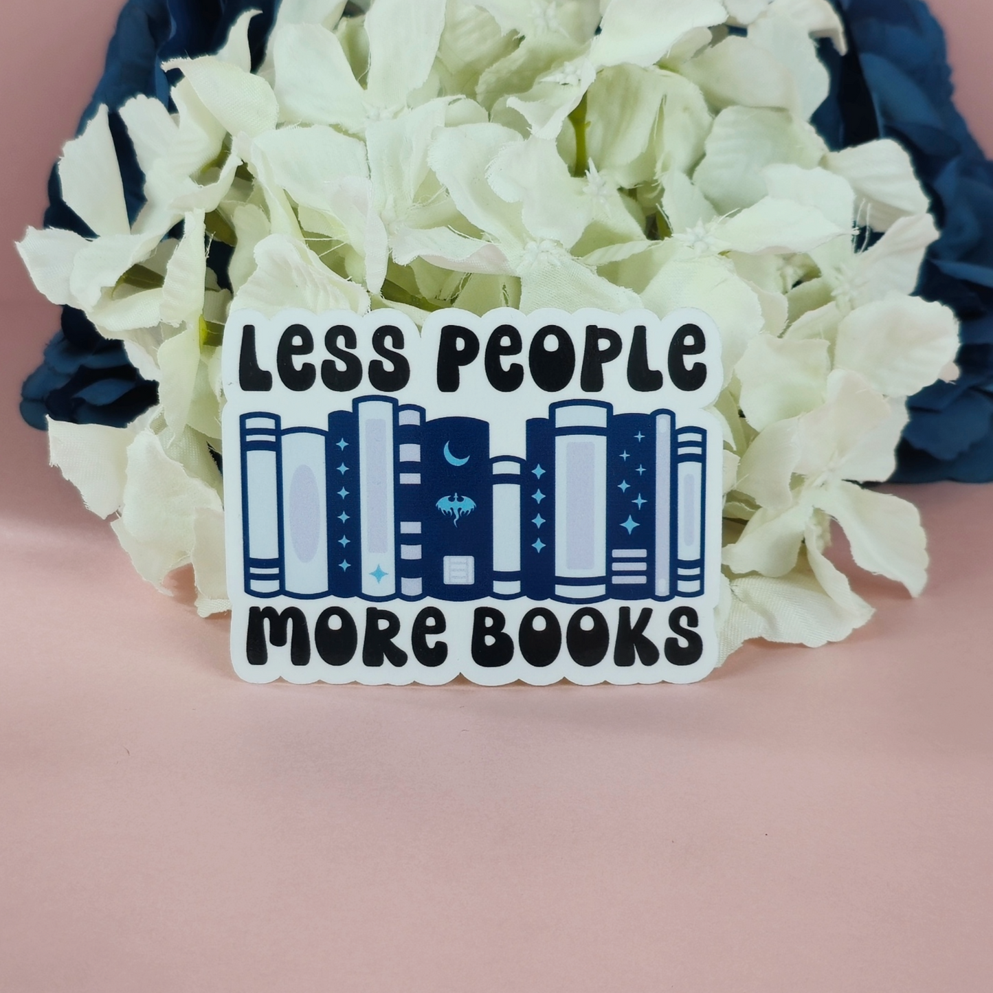 Less People More Books Bookshelf Waterproof Sticker