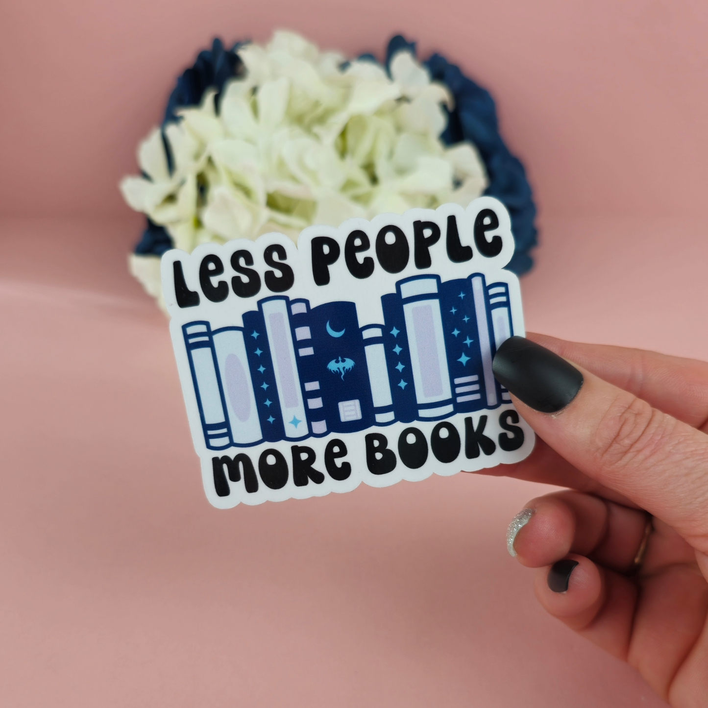 Less People More Books Bookshelf Waterproof Sticker