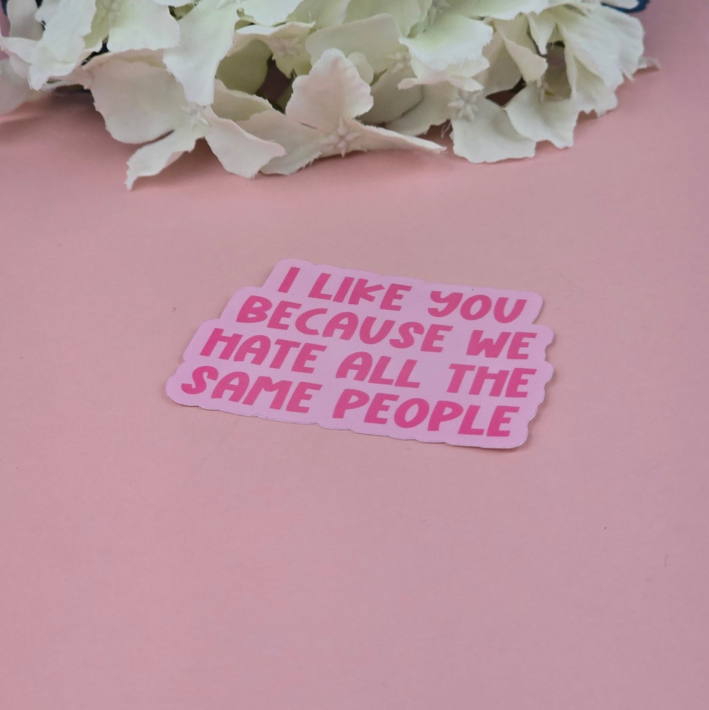 Waterproof Sticker - I like you because we hate all the same people Single Sticker - Sarcastic Sticker |-Funny Sticker - Sassy