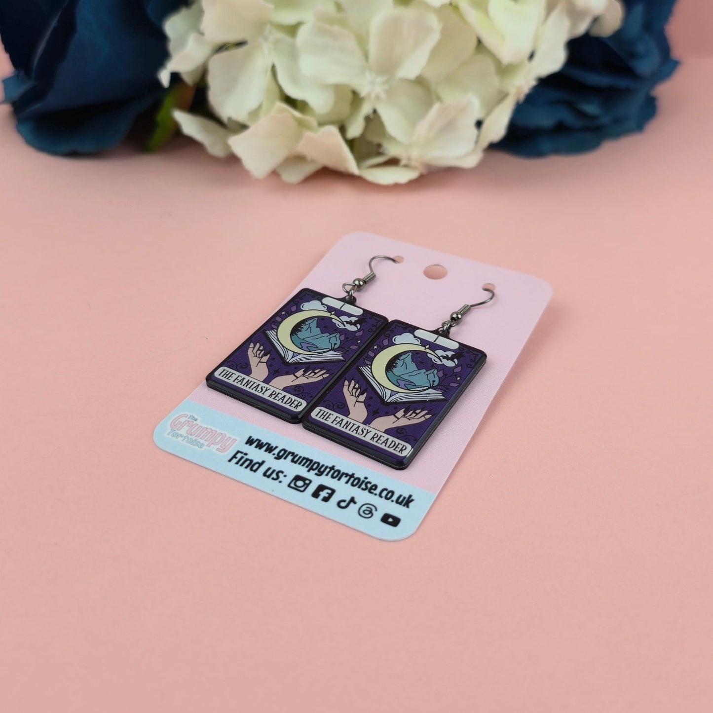Acrylic Earrings - The Fantasy Reader Tarot Card Earrings - Book - Gift