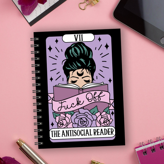Spiral Notebooks - Anti-Social Reader Wire Bound Notebook - Lined Journal - Gift