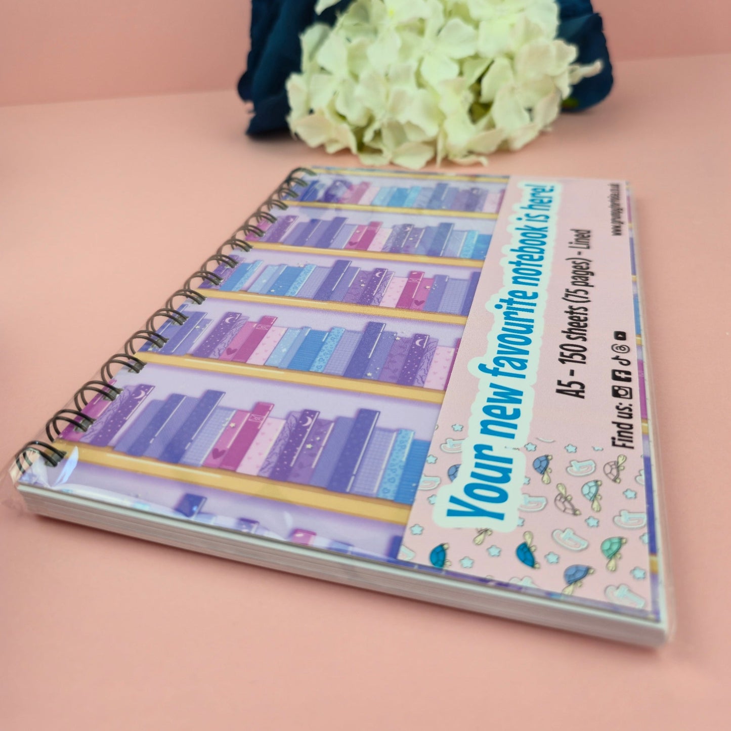 Spiral Notebooks - Lilac Library Wire Bound Notebook - Lined Journal - Gift