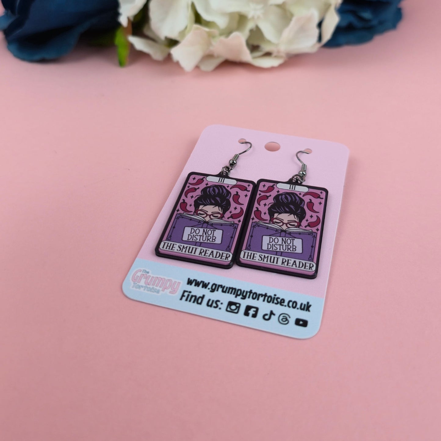 Acrylic Earrings - The Smut Reader Tarot Card Earrings - Book - Gift
