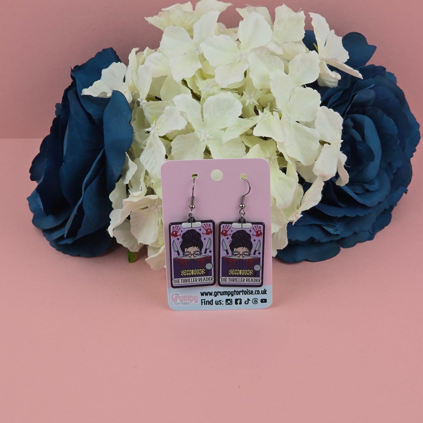 Acrylic Earrings - The Thriller Reader Tarot Card Earrings - Book - Gift