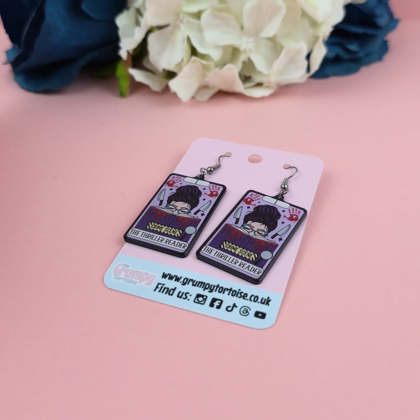 Acrylic Earrings - The Thriller Reader Tarot Card Earrings - Book - Gift