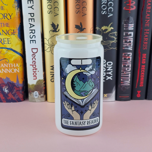 Glass Can - The Fantasy Reader White Glass Tumbler - Bookish Gift - Reader