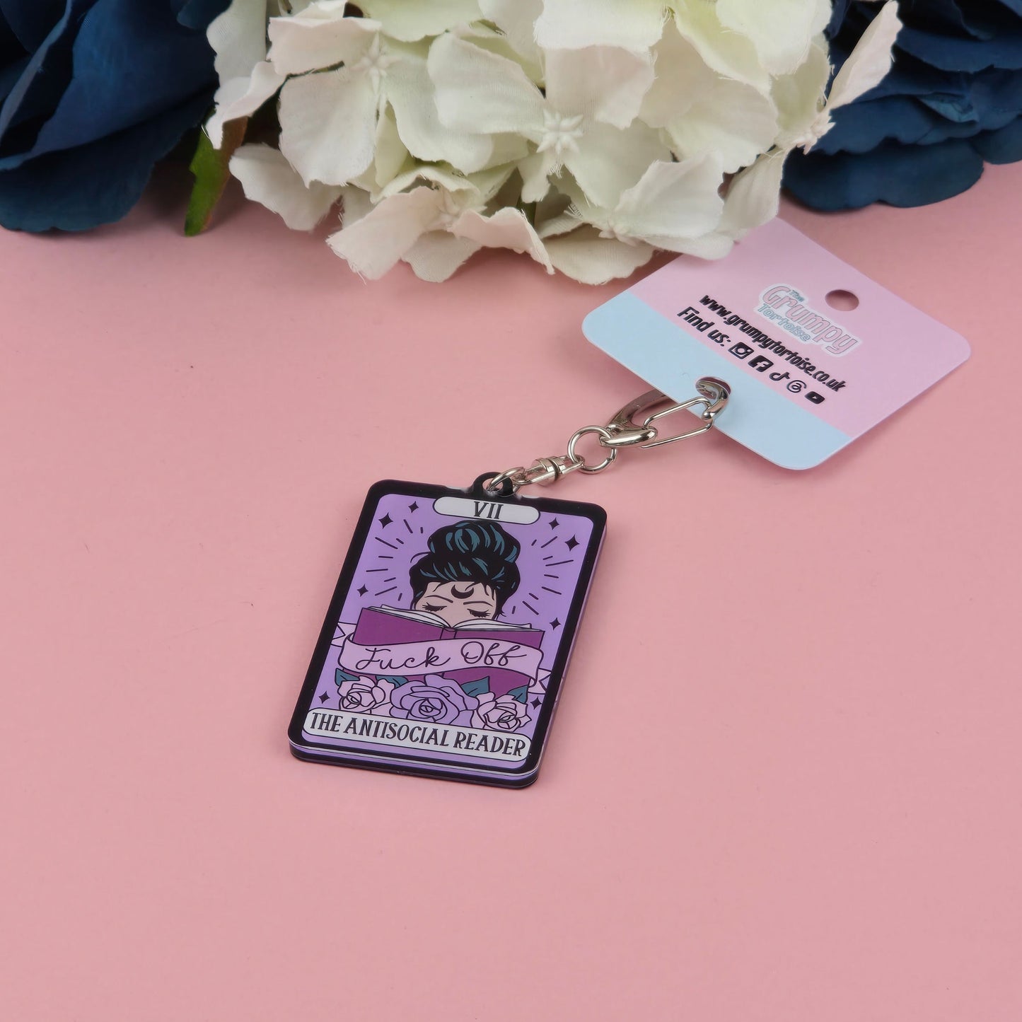 Acrylic Keyring I The Antisocial Reader Tarot Card Keyring I Book I Gift