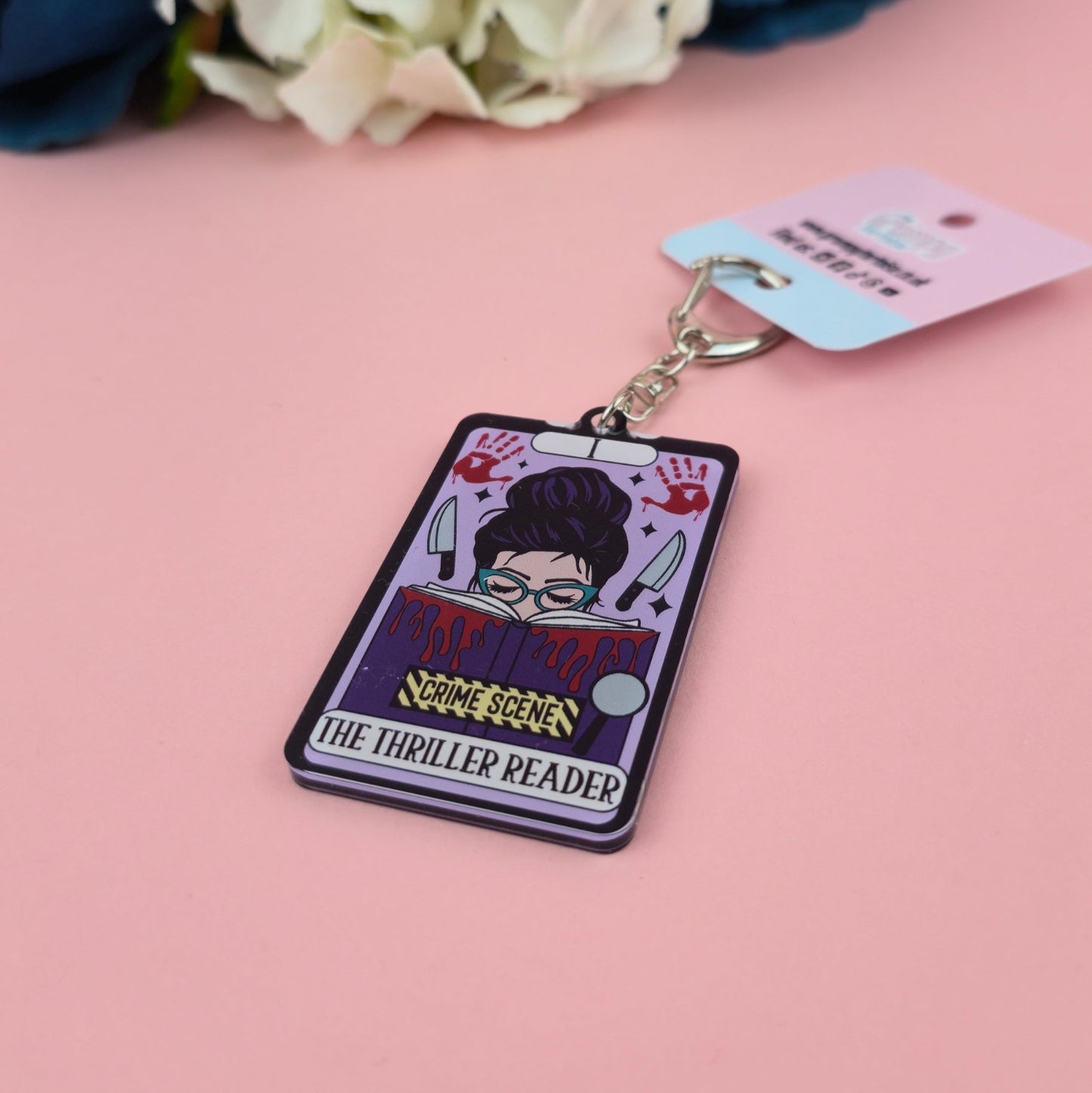 Acrylic Keyring - The Thriller Reader Tarot Card Keyring - Book - Gift