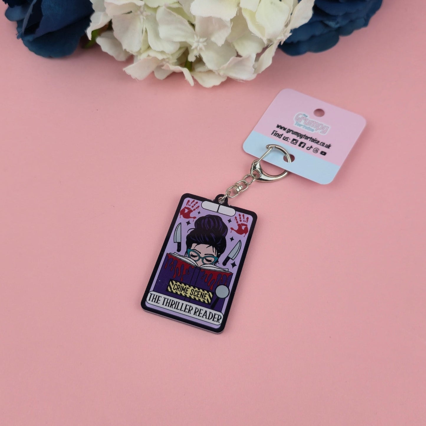 Acrylic Keyring - The Thriller Reader Tarot Card Keyring - Book - Gift