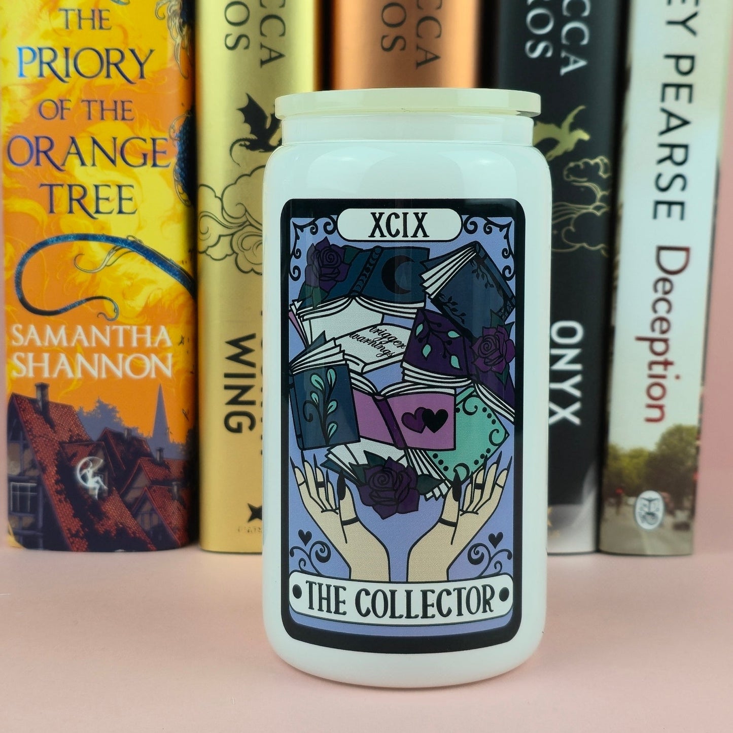 Glass Can - The Collector White Glass Tumbler  - Bookish Gift  - Reader