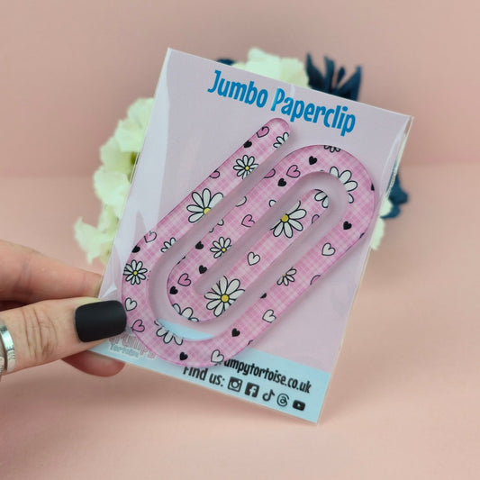 Jumbo Paperclip - Pink Flowers - Planner - Reader - Gift