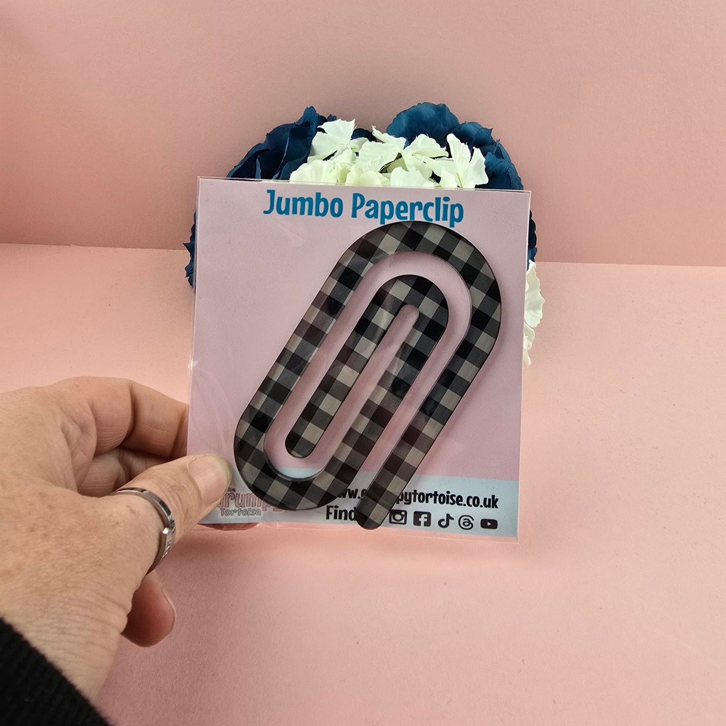Jumbo Paperclip - Black Plaid - Planner - Reader - Gift