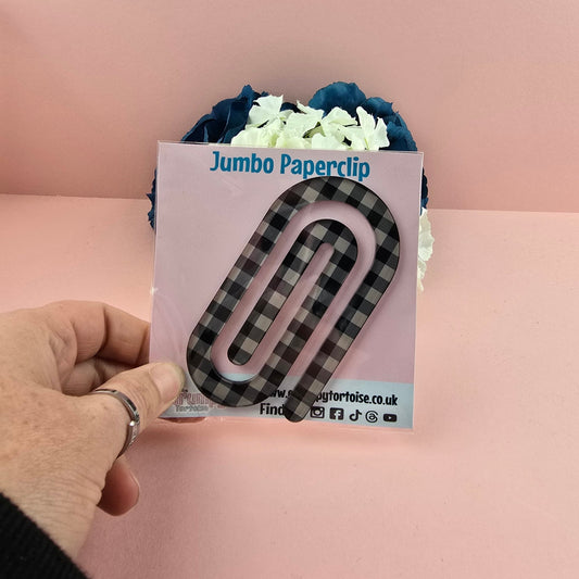 Jumbo Paperclip - Black Plaid - Planner - Reader - Gift