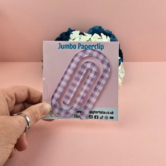 Jumbo Paperclip - Lilac Plaid - Planner - Reader - Gift