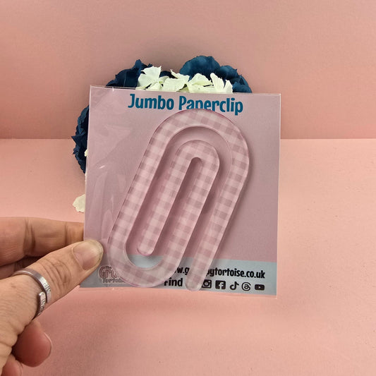 Jumbo Paperclip - Pink Plaid - Planner - Reader - Gift
