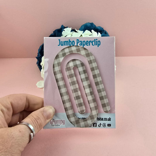Jumbo Paperclip - Taupe Plaid - Planner - Reader - Gift
