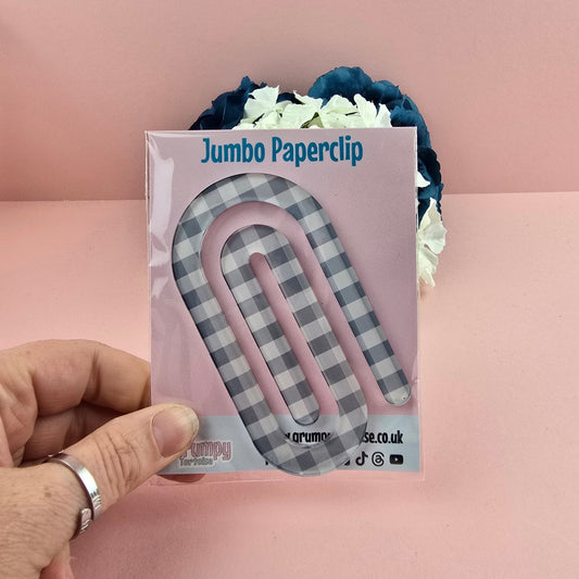 Jumbo Paperclip - Grey Plaid - Planner - Reader - Gift