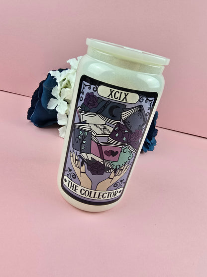 Glass Can - The Collector GLITTER Glass Tumbler  - Bookish Gift  - Reader