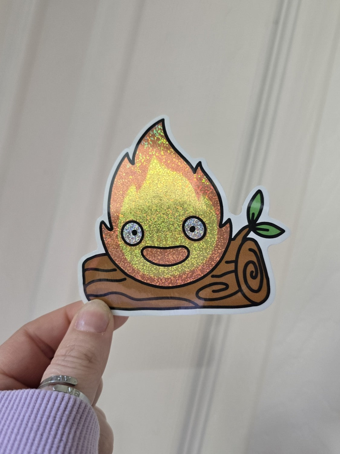 Calcifer Glitter Die Cut Sticker