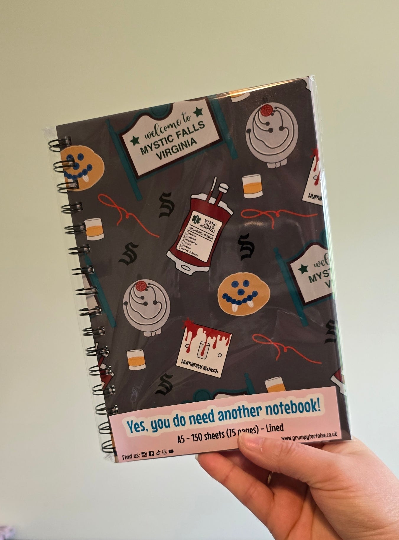 Spiral Notebooks - Vampire Diaries Pattern Notebook - Lined Journal - Gift - TVD