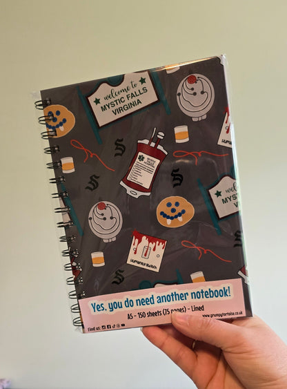 Spiral Notebooks - Vampire Diaries Pattern Notebook - Lined Journal - Gift - TVD